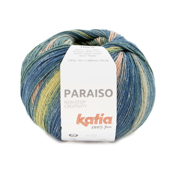 Katia Paraiso 108 Khaki -Light salmon-Grey-Blue