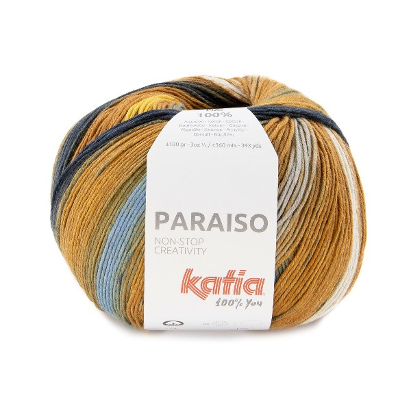Katia Paraiso 111 Ochre -Orange-Blue-Grey